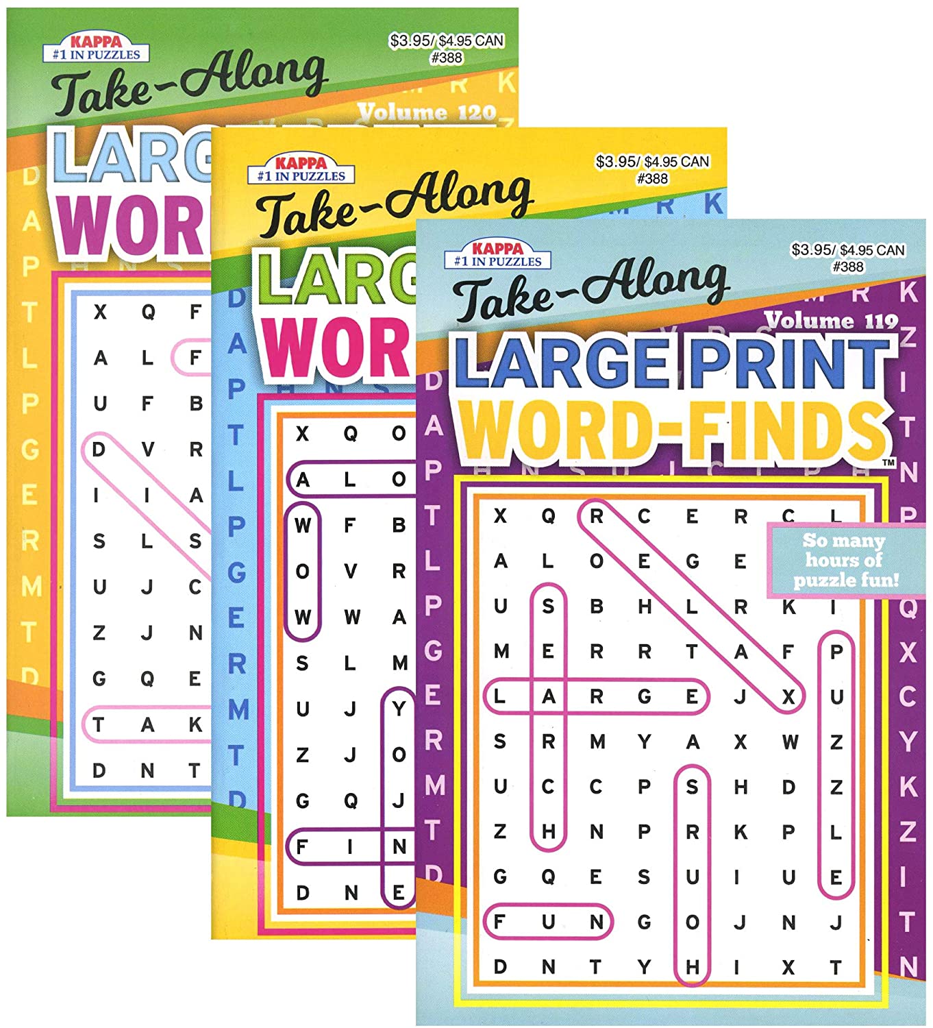 KAPPA Take Along Large Print Word Finds Puzzle Book | Digest Size 3-Titles.
