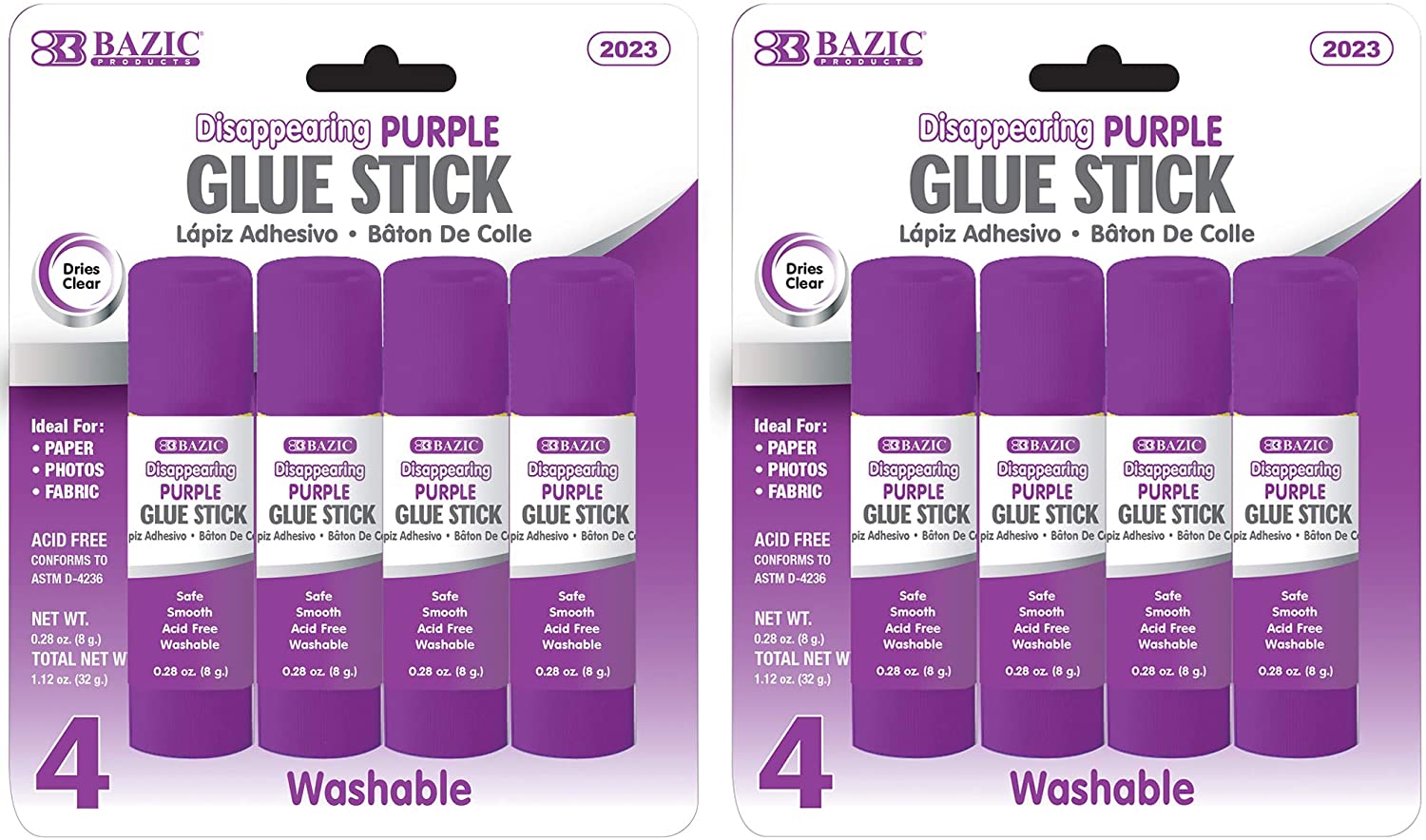 0.28 oz (8g) Washable Disappearing Purple Glue Stick.