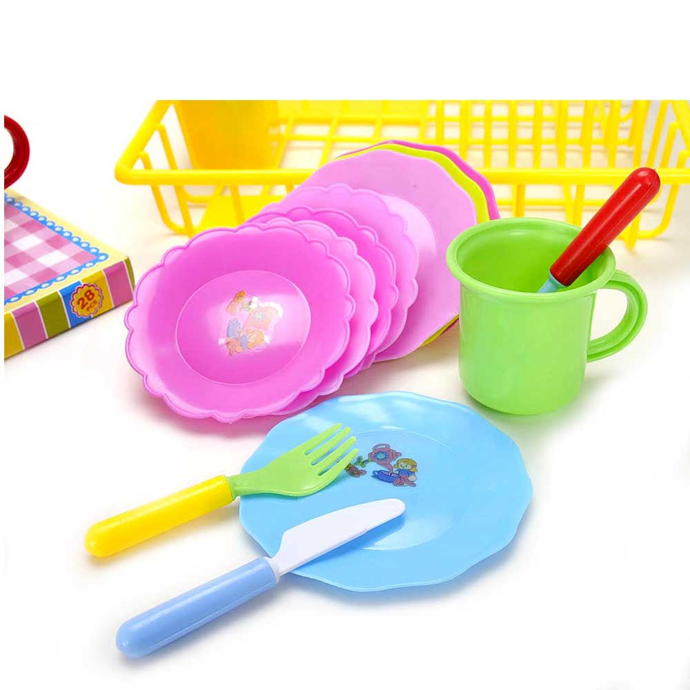 Play Dishes Kitchen Wash and Dry Tea Playset 27pcs