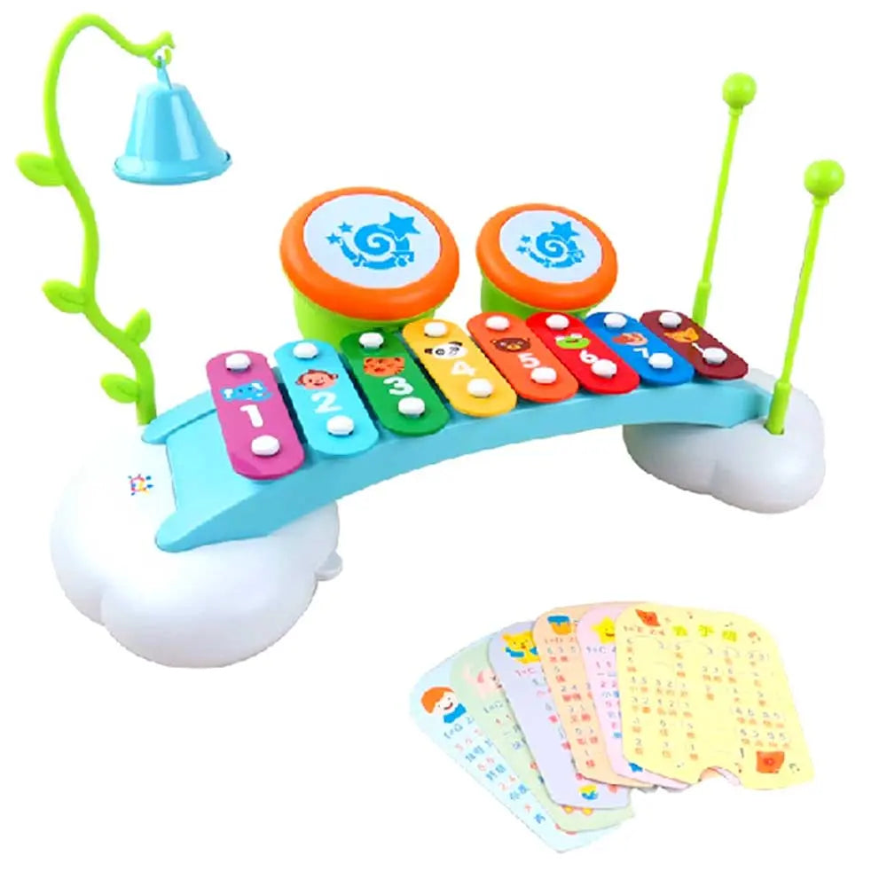 15" Rainbow Xylophone Piano Bridge For Kids With Ringing Bell And Drums G8Central