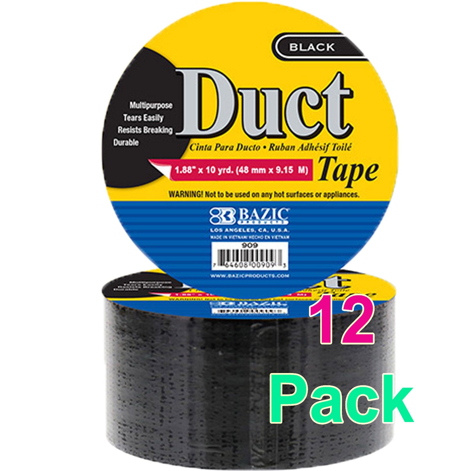 Duct Tape Black Color Roll | 1.88' x 10 Yards