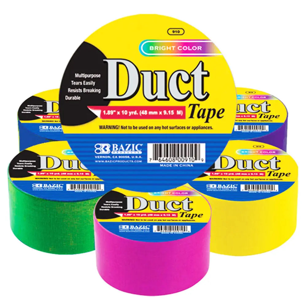 Duct Tape FLUORESCENT | Assorted Colored | 1.88-inch x 10 Yard | 6-Count.