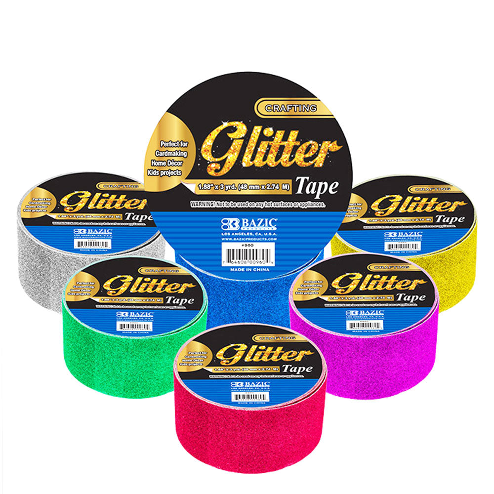 Duct Tape GLITTER | Assorted Colored | 1.88" X 3 Yards | 6-Count.