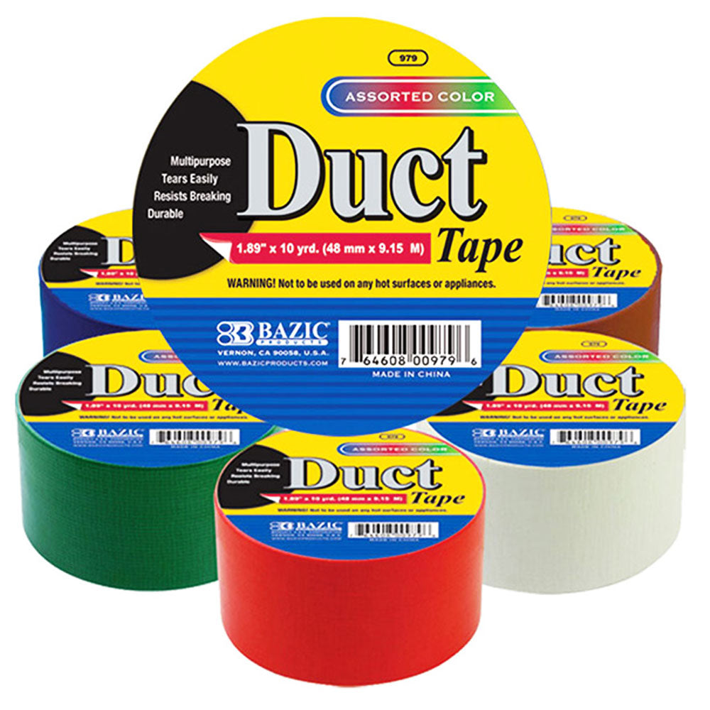 Duct Tape | Assorted Colored | Black | Silver | 1.88" X 10 Yard | 6-Count.