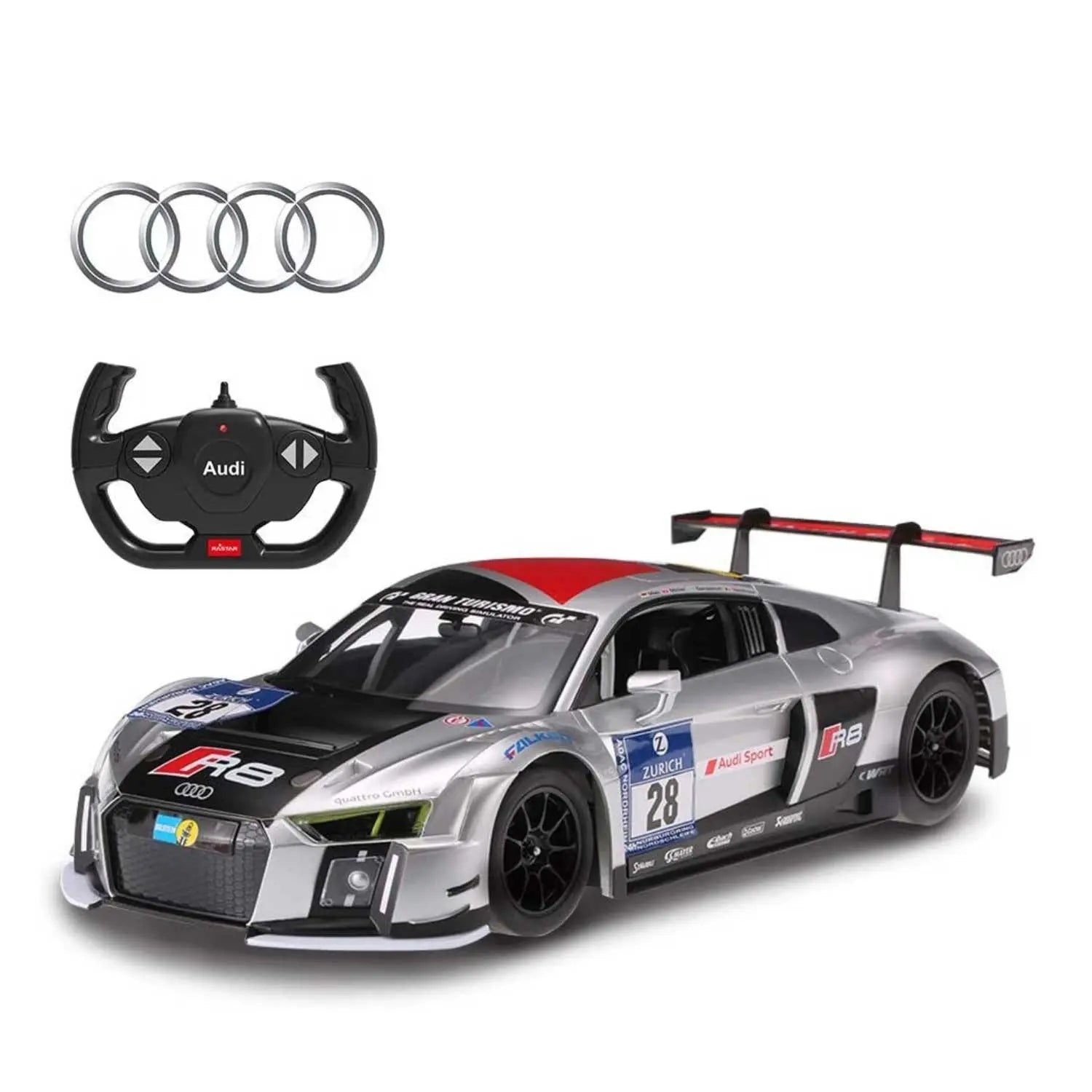 Toys RC Audi R8 LMS Performance Model W/ LED Lights 12" 1:14 Scale | White G8Central
