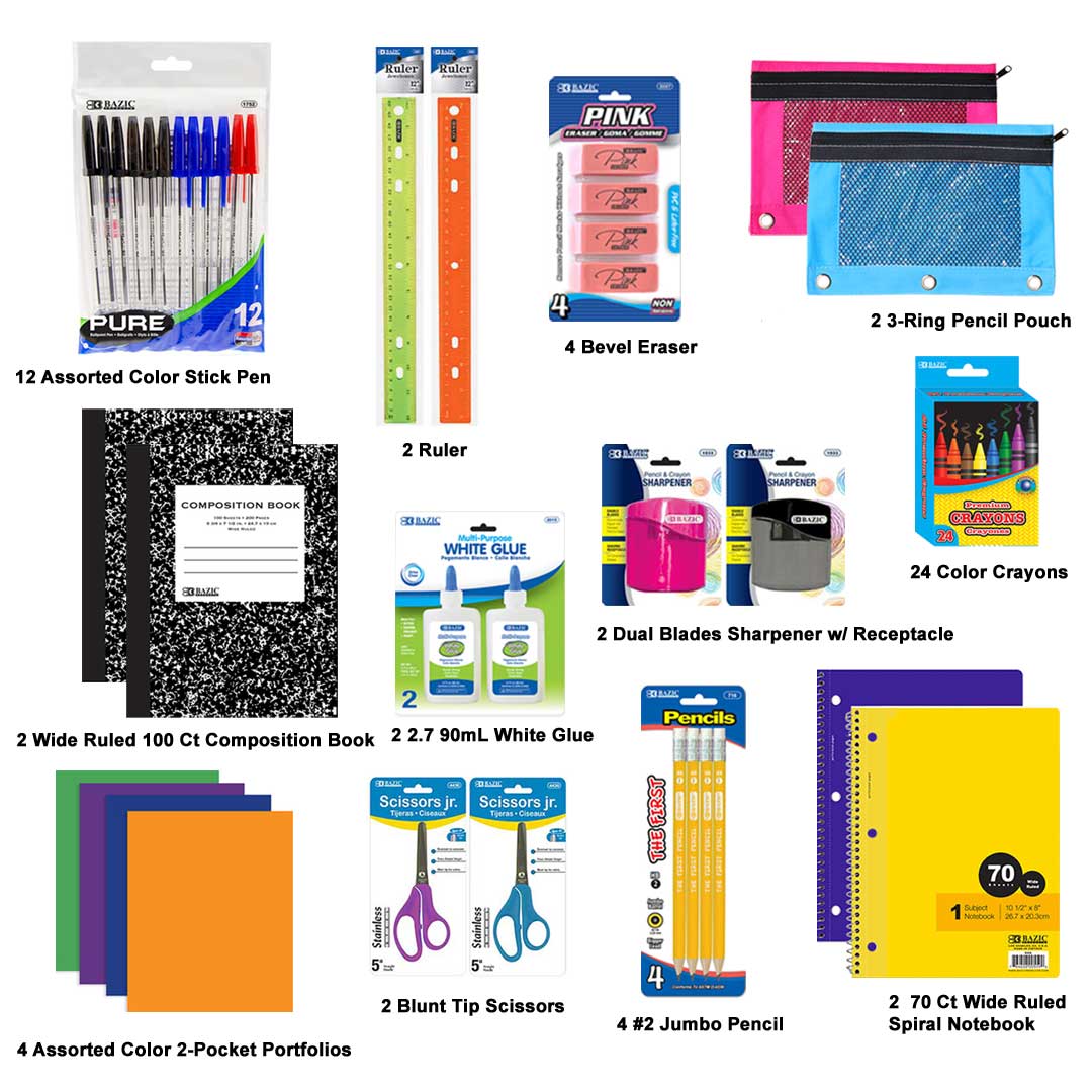 Back To School Bundle Kit For Kids | 62 Piece