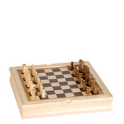 Wooden 6 in 1 Game Set: Chess, Checkers, Backgammon, Dominoes, Playing Cards, Dice