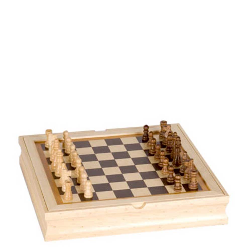 Wooden 6 in 1 Game Set: Chess, Checkers, Backgammon, Dominoes, Playing Cards, Dice