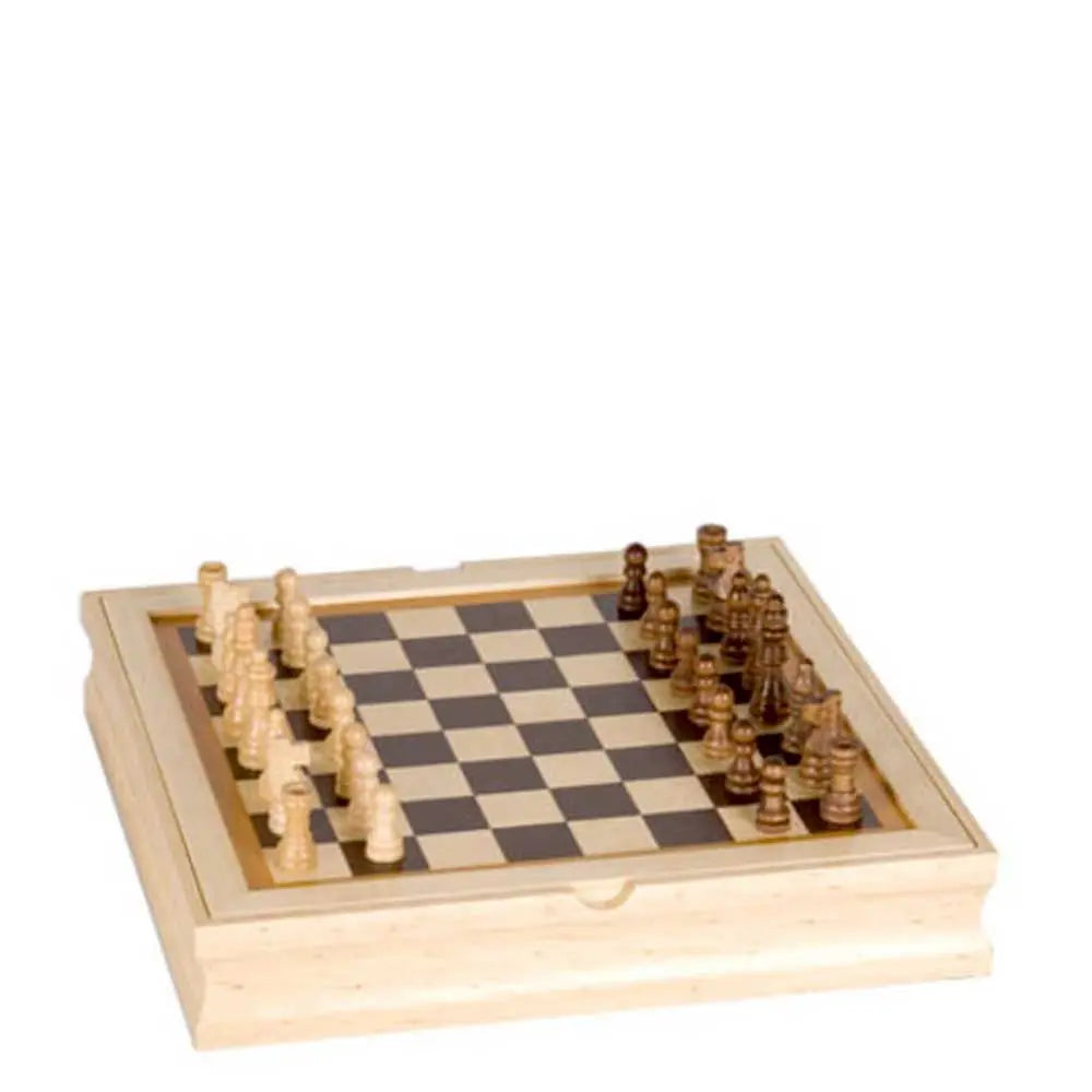 Wooden 6 in 1 Game Set: Chess, Checkers, Backgammon, Dominoes, Playing Cards, Dice G8Central