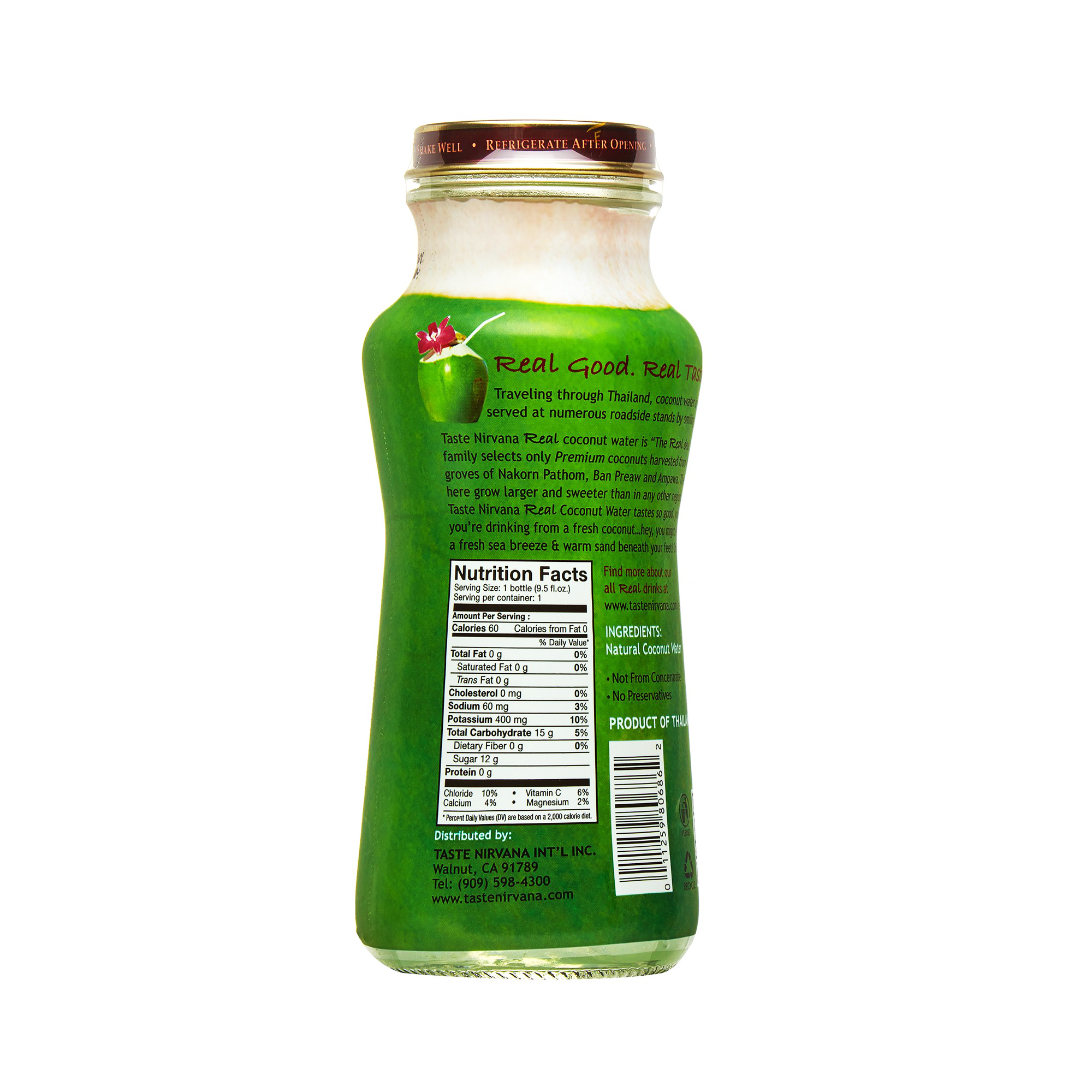 Taste Nirvana Real All Natural Coconut Water, 9.5 FL Oz, 12 Bottles