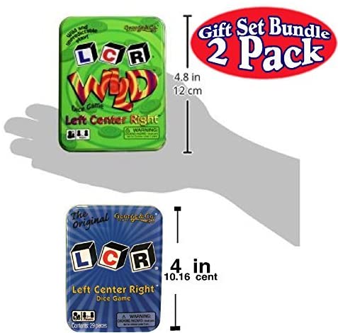LCR Dice Game in Blue Tin & LCR Wild Dice Game in Green Tin Bundle - 2 Pack
