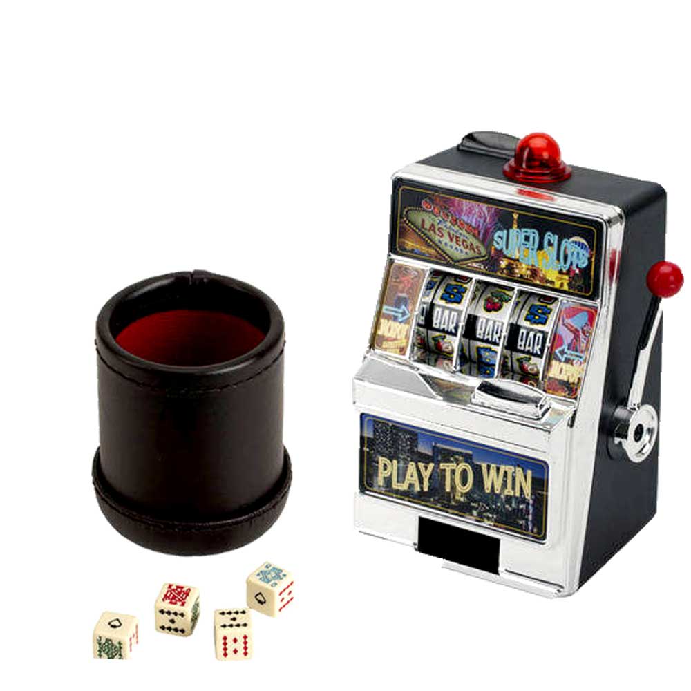 7.75 inch Mini Slot Machine &amp; Deluxe Dice Cup With Poker Dice. G8Central
