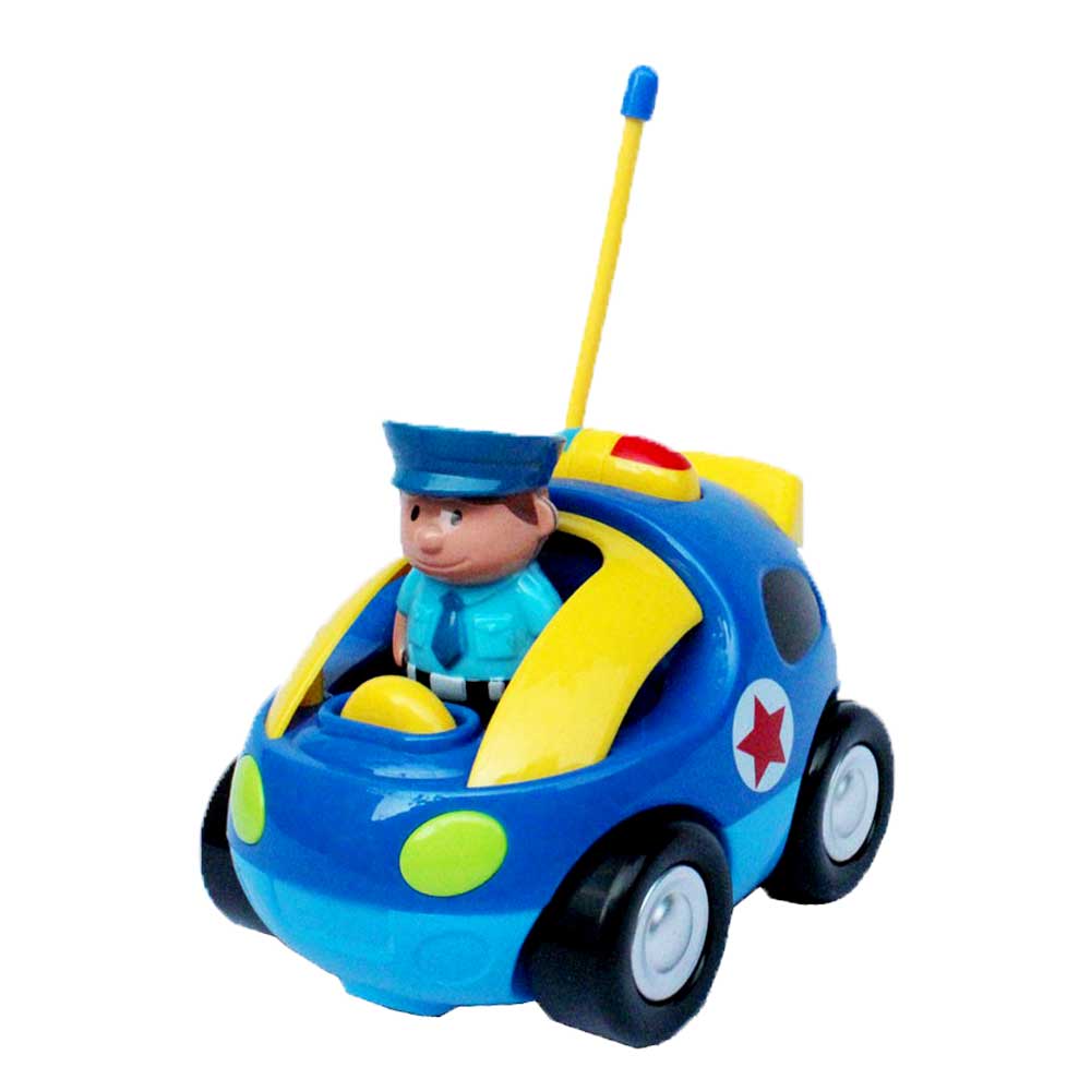 4" Cartoon RC Police Car Remote Control Toy for Toddlers | Blue