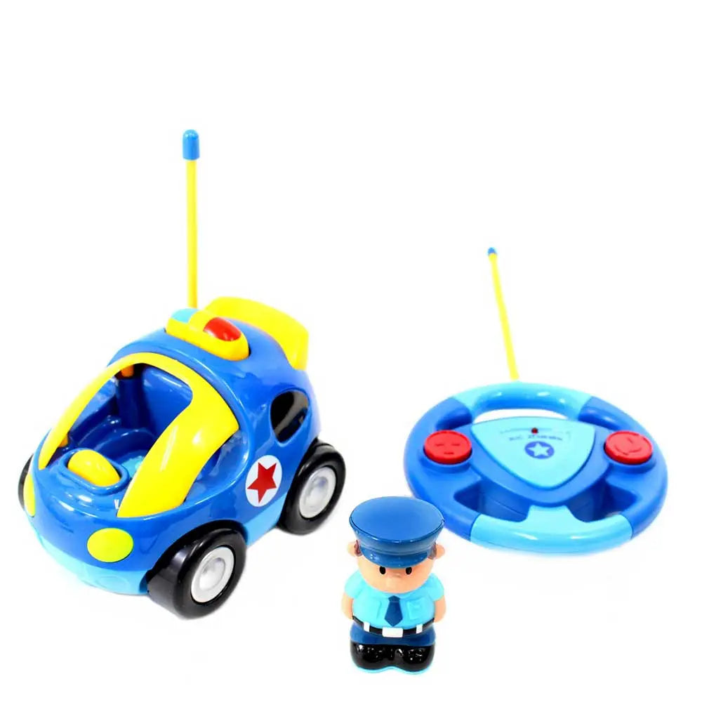 4" Cartoon RC Police Car Remote Control Toy for Toddlers | Blue G8Central