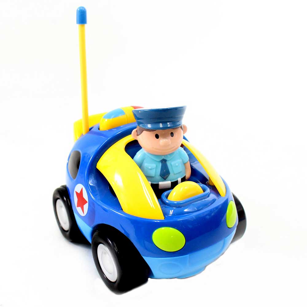 4" Cartoon RC Police Car Remote Control Toy for Toddlers | Blue