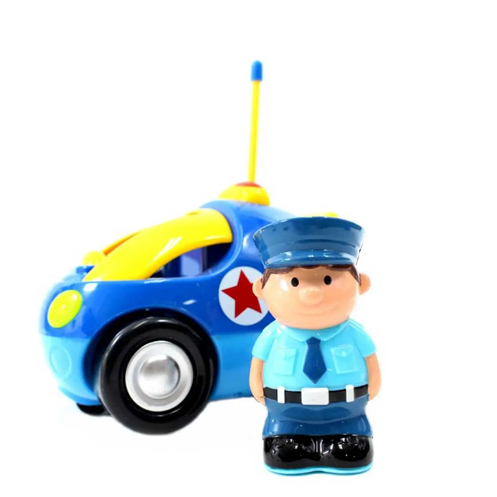 4" Cartoon RC Police Car Remote Control Toy for Toddlers | Blue G8Central