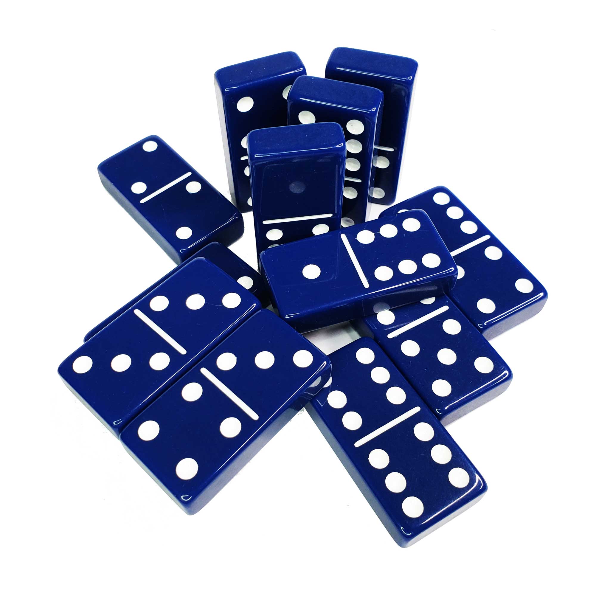 Premium ACRYLIC Double 6 JUMBO Dominoes Set | BLUE