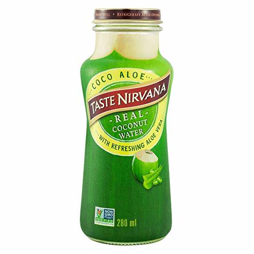 Taste Nirvana Real Coconut Water, COCO ALOE with Refreshing Aloe Vera, 9.5 FL Oz, 12 Ct