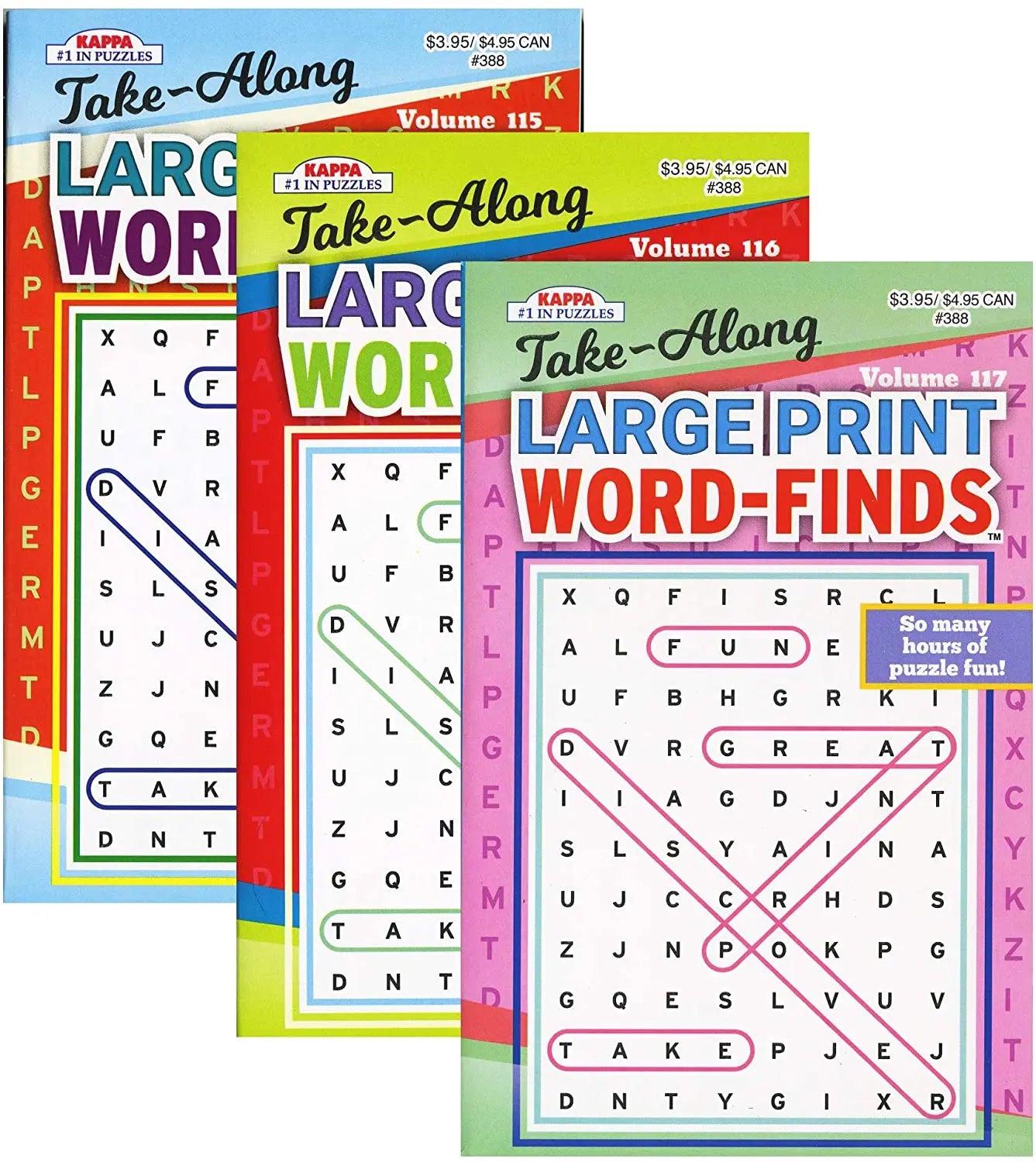 KAPPA Take Along Large Print Word Finds Puzzle Book | Digest Size 3-Titles.